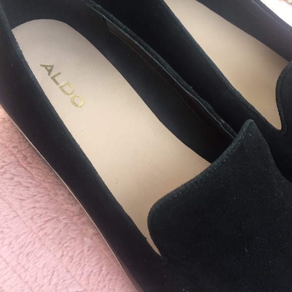 HP!💎 ALDO, Black Suede Loafers, Platform Wedges Slip On - Picture 10 of 13